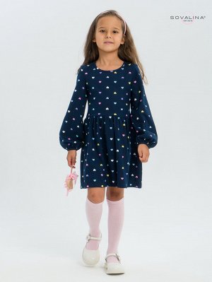 Платье Моана цветные сердечки на синем