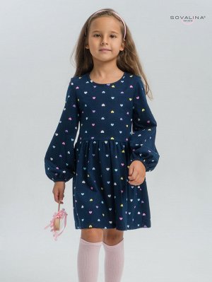 Платье Моана цветные сердечки на синем