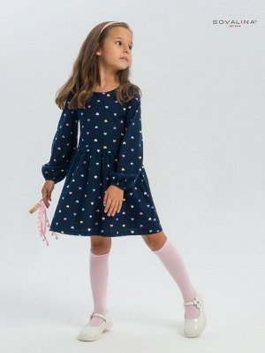 Платье Моана цветные сердечки на синем