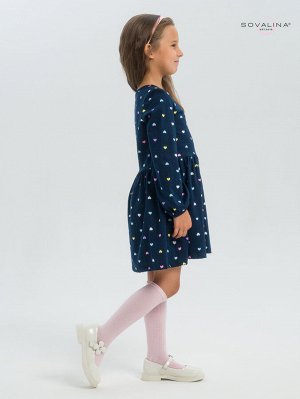 Платье Моана цветные сердечки на синем