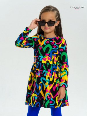 Платье Эля яркие сердца на черном
