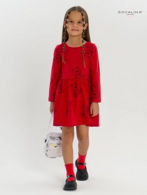 Платье Эля мишки на красном