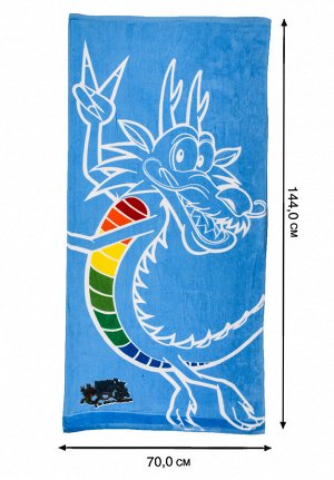 Голубое полотенце с драконом №№ Ж19