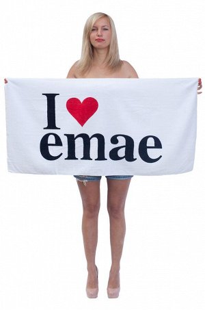 Прикольное универсальное полотенце с принтом I Love Emae. И для пляжного шезлонга, и для ванной комнаты №163