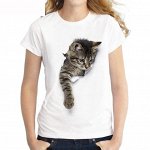 Футболка женская, рисунок кот