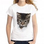 Футболка женская, рисунок кот
