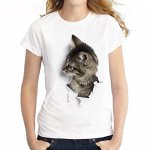 Футболка женская, рисунок кот
