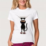 Футболка женская, рисунок кот