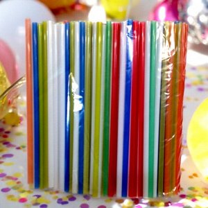 Соломка (трубочка) для коктейля, длина 23 см, цветная, 250шт