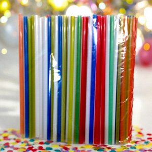 Соломка (трубочка) для коктейля, длина 23 см, цветная, 250шт