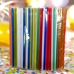Соломка (трубочка) для коктейля, длина 23 см, цветная, 250шт