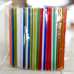 Соломка (трубочка) для коктейля, длина 23 см, цветная, 250шт