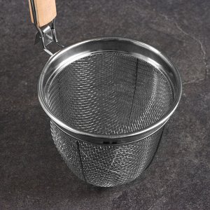 Корзинка для картошки фри Шафран, высота 34 см, деревянная ручка, металл