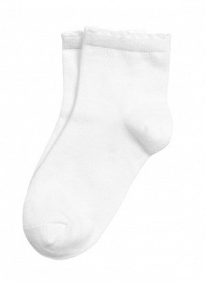 Носки Описание: Белоснежные гладкие носочки для девочек с окантовкой отлично подойдут для торжественных случаев и нарядных образов. Размер носков соответствует длине стопы в сантиметрах. Состав: 76%хл