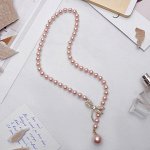 Колье &quot;Жемчужное&quot; с расстёгивающимся элементом, стрекоза, цвет розовый в золоте, 50 см