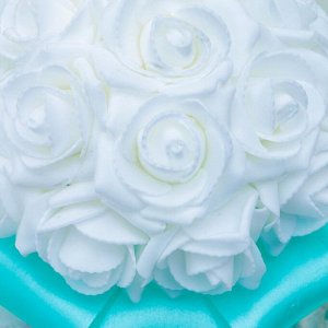 Букет-дублёр для невесты «Аврора» с латексными цветами, бело-бирюзовый