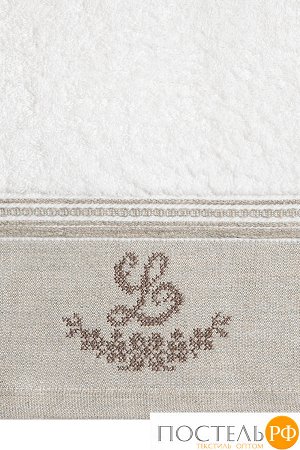 Полотенце с вышивкой "LOVELY NEW" р-р: 30 x 50см, цвет: белый/натуральный