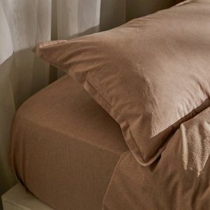 Простыня 1.5 спальная SL Home «Деним», 160x245 см, бежевая, жатый хлопок