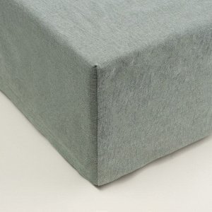 Простыня на резинке SL Home "Деним" 180*200+30 см, цв.оливковый, 100% жатый хлопок