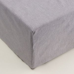 Простыня на резинке SL Home "Деним" 160*200+30 см, цв.серый, 100% жатый хлопок