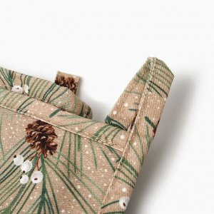 Набор "Spruce branches" Варежка-прихватка новогодняя 20х28см, прихватка 19х19см, 100% хл, ватин 250г/м2