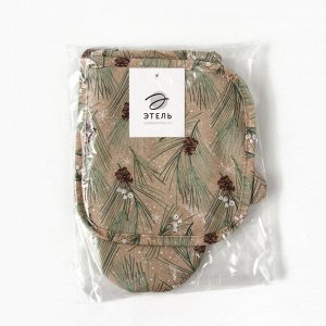 Набор Spruce branches Варежка-прихватка новогодняя 20x28 см, прихватка 19x19 см, 100% хл, ватин 250 г/м²