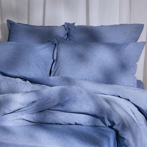 Простыня 1.5 спальная SL Home «Деним», 160x245 см, синяя, жатый хлопок