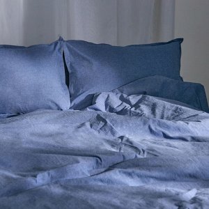Простыня 1.5 спальная SL Home «Деним», 160x245 см, синяя, жатый хлопок