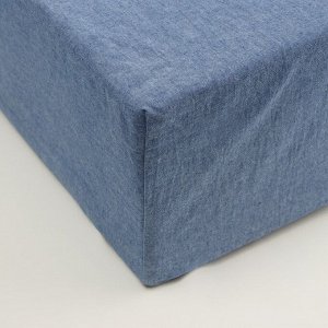 Простыня на резинке SL Home "Деним" 200*200+30 см, цв.синий, 100% жатый хлопок