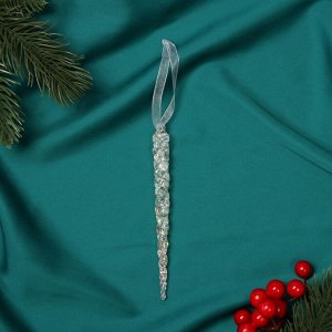 Ёлочная игрушка «Зимнее волшебство. Сосулька», 14.5x1 см, прозрачный перелив