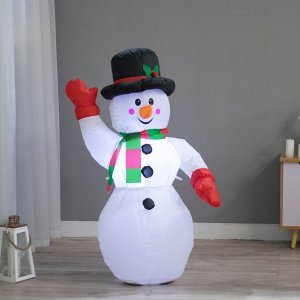 Надувная фигура новогодняя «Зимнее волшебство. Снеговик приветствует», светится, 120 см