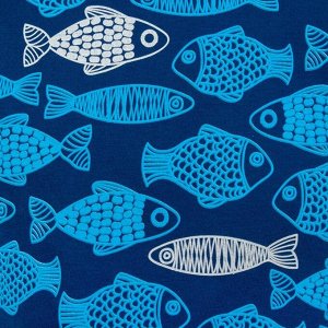 Боди Крошка Я "Little sea man. Fish", синий, р. 22, рост 62-68 см  ,