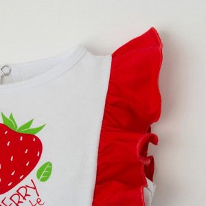 Песочник Крошка Я "Strawberry", белый/красный, р. 22, рост 62-68 см