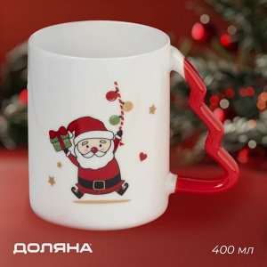 Кружка новогодняя Доляна «Веселый дедушка», 400 мл, для чая, 12,5x8,5x10,7 см
