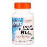 Doctor&#039;s Best, Полностью активный витамин B12 в жевательной форме, шоколад-мята, 1000 мкг, 60 таб.