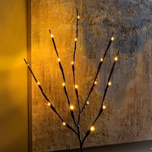 Luazon Lighting Светодиодная ветка 70 см, 20 LED, коричневая, батарейки AAх2 (не в комплекте), свечение тёплое белое