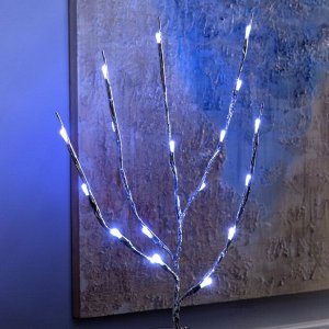 Светодиодная ветка 70 см, 20 LED, серебристая, батарейки AAх2 (не в комплекте), свечение белое