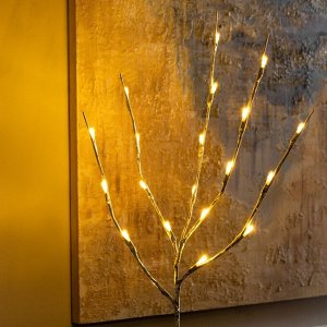 Luazon Lighting Светодиодная ветка 70 см, 20 LED, золотистая, батарейки AAх2 (не в комплекте), свечение тёплое белое