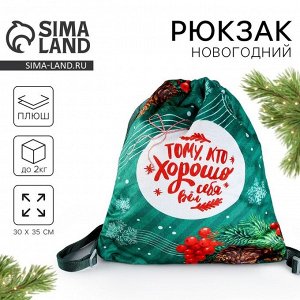 Рюкзак - мешок детский новогодний «Тому, кто хорошо себя вёл», 35x30 см