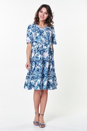 Платье Элис №8.Цвет:белый/синий