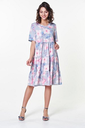 Платье Элис №9.Цвет:серый/розовый