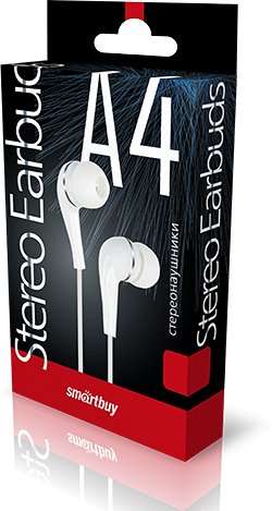 Наушники внутриканальные Smartbuy A4, белые, коробка (SBE-012K)