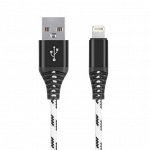 Дата-кабель Smartbuy USB - 8-pin для Apple, нейлон,защ. от перелам., 2.0 м, до 2А, бел. (IK-520cm-2)