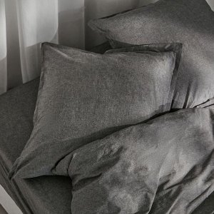 Простыня на резинке SL Home "Деним" 180*200+30 см, цв.темно-серый, 100% жатый хлопок