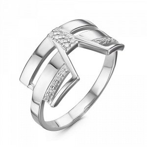 Серебряное кольцо с бесцветными фианитами - 1035