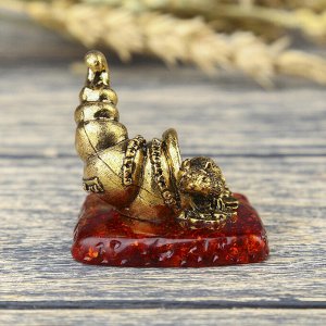 Фигурка на камне мышка "Счастья, богатства", золото, 5 х 4,5 см