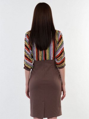 Платье Изуми (коричневый, в полоску)