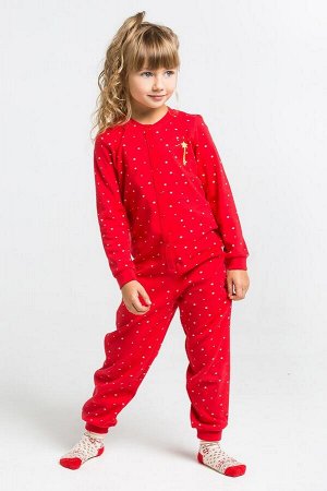 Комбинезон пижама для девочки Crockid К 6180 новогодние звезды на красном