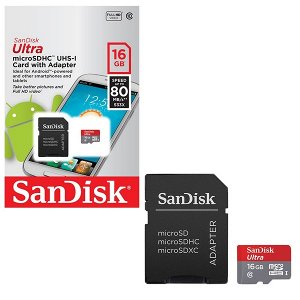 Карта памяти micro SDXC 16Gb SanDisk Ultra + адаптер SD