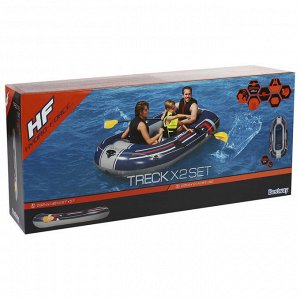 Лодка Treck X2, 2 местная, 255 х 127 х 36 см, вёсла 124 см, насос, до 225 кг, 61068 Bestway